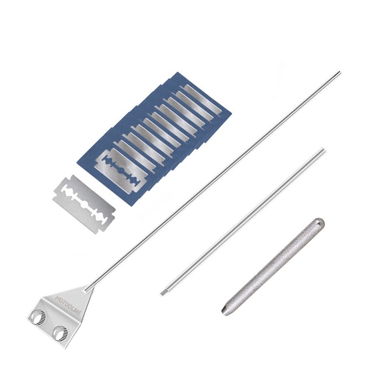 HOTOOLME Aquarium Scraper, 25.6" Stainless Steel Scraper Cleaning Razor with 10 Blades for Glass Aquarium Fish Tank - Image 1